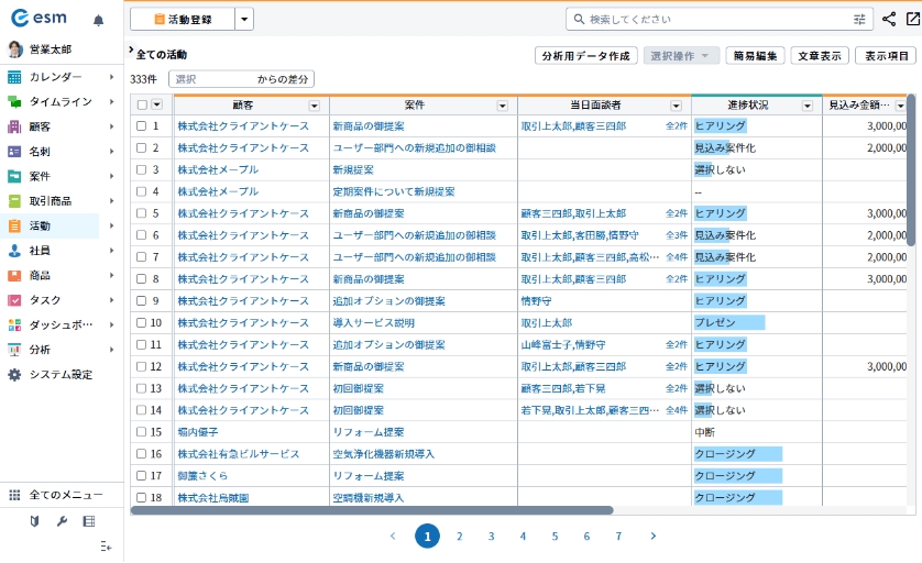 一目で分かる商談進捗